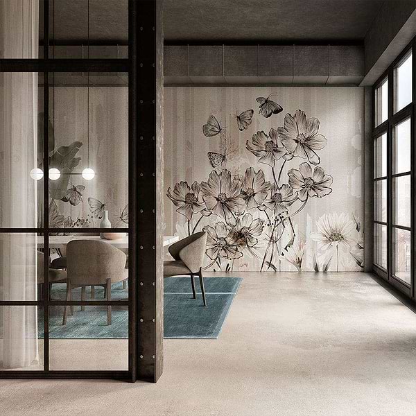 Flowerlines-behang-Tapete-Inkiostro Bianco-Selected Wallpapers