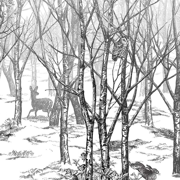 Foret Enchantee-behang-Tapete-Isidore Leroy-Black & White-Non Woven-06241604-Selected Wallpapers