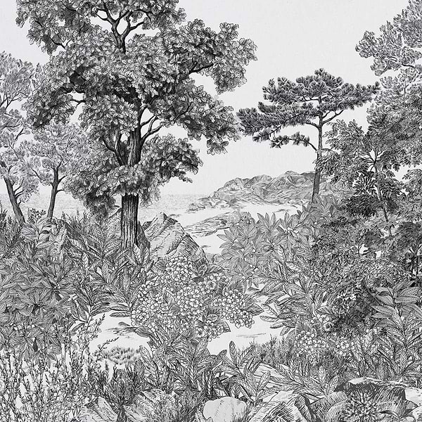 Foret de Bretagne-behang-Tapete-Isidore Leroy-Grissaile-Non Woven-Selected Wallpapers