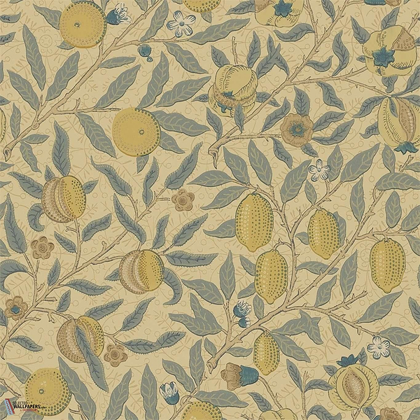 Fruit-behang-Tapete-Morris & Co-Blue/Gold/Brown-Rol-WR8048/3-Selected Wallpapers