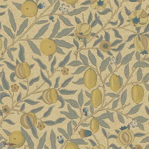Fruit-behang-Tapete-Morris & Co-Blue/Gold/Brown-Rol-WR8048/3-Selected Wallpapers