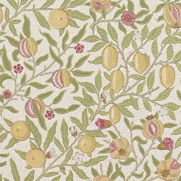 Fruit W/P-behang-Tapete-Morris & Co-Limestone/Artichoke-Rol-210395-Selected Wallpapers