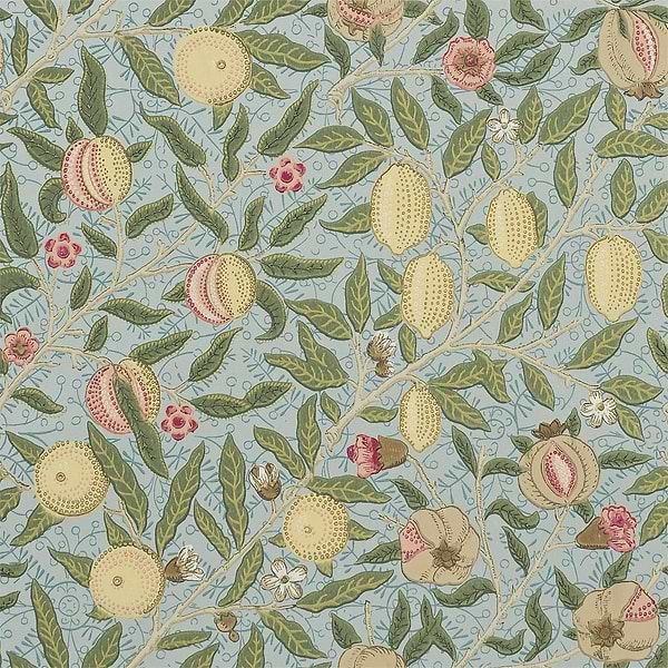 Fruit W/P-behang-Tapete-Morris & Co-Slate/Thyme-Rol-210396-Selected Wallpapers