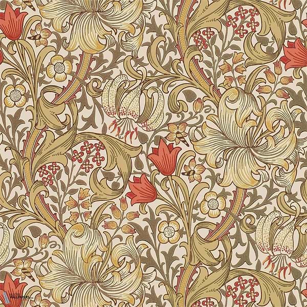 Golden Lily-behang-Tapete-Morris & Co-Biscuit/Brick-Rol-210400-Selected Wallpapers