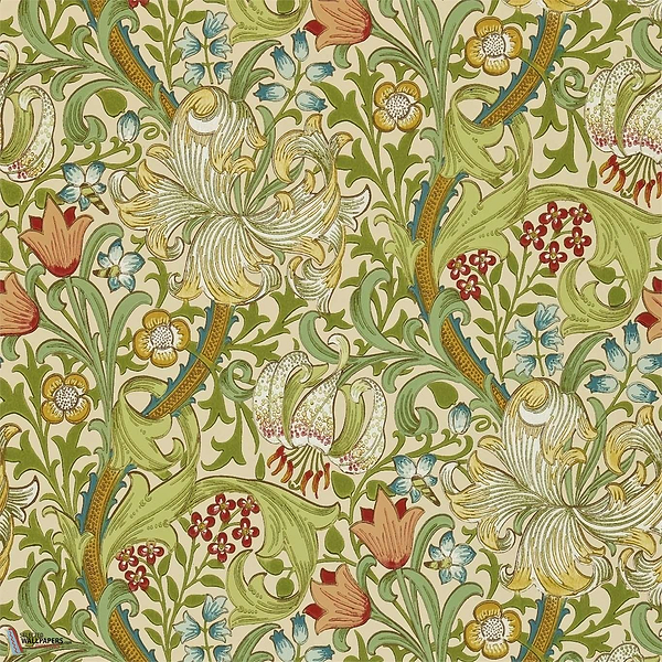 Golden Lily-behang-Tapete-Morris & Co-Pale Biscuit-Rol-210431-Selected Wallpapers