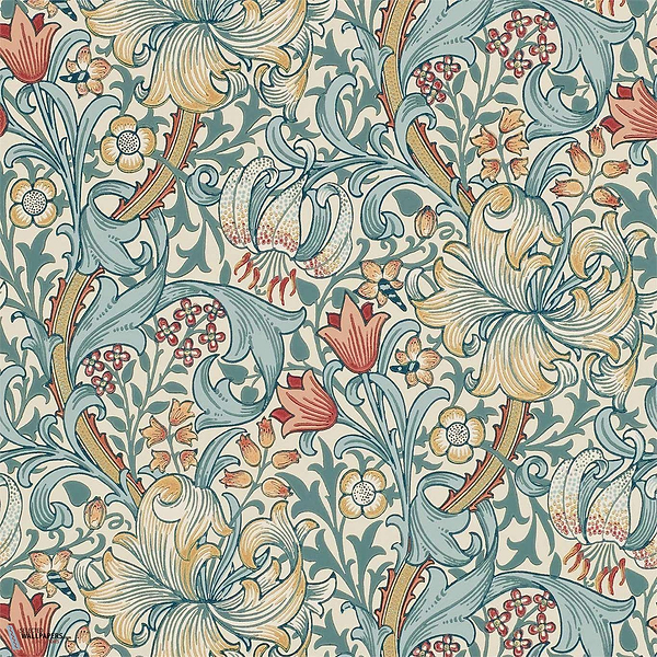 Golden Lily-behang-Tapete-Morris & Co-Slate/Manilla-Rol-210401-Selected Wallpapers