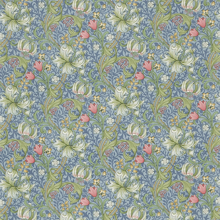 Golden Lily stof-Fabric-Tapete-Morris & Co-Mineral-Meter (M1)-DMFPGL211-Selected Wallpapers