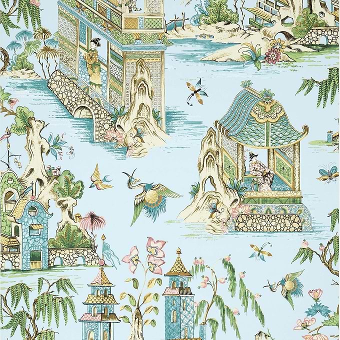 Grand Palace-Behang-Tapete-Thibaut-Spa Blue-Rol-T13615-Selected Wallpapers