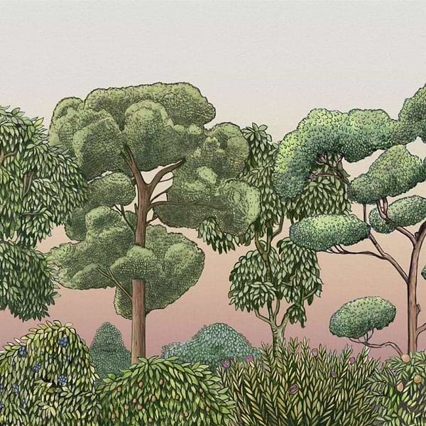 Green Forest-behang-Tapete-Coordonne-Dawn-Non Woven-9700091-Selected Wallpapers