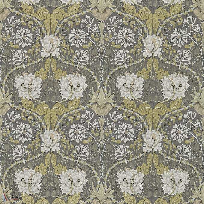 Honeysuckle and Tulip-behang-Tapete-Morris & Co-Charcoal/Gold-Rol-214701-Selected Wallpapers