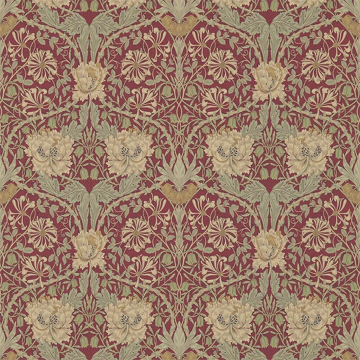 Honeysuckle and Tulip-behang-Tapete-Morris & Co-Red/Gold-Rol-214700-Selected Wallpapers