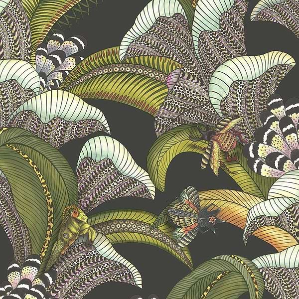 Hoopoe Leaves-Behang-Cole & Son-Black-Rol-119/1002-Selected Wallpapers