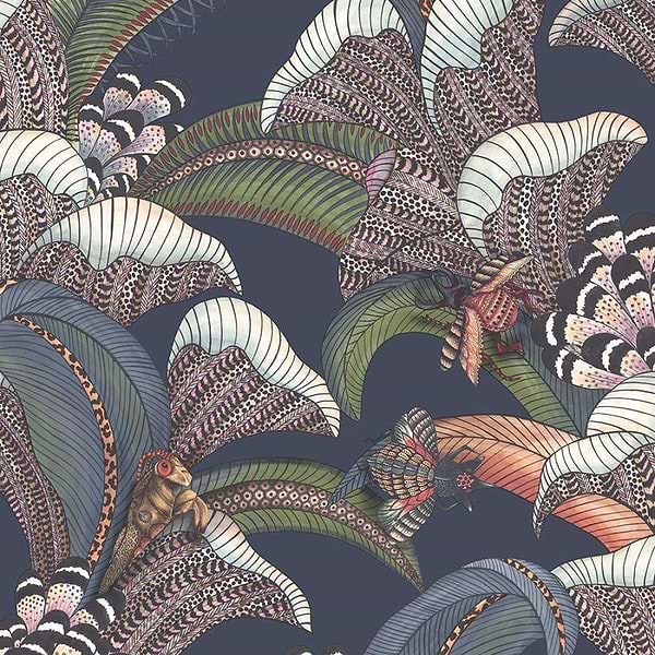 Hoopoe Leaves-Behang-Cole & Son-Midnight-Rol-119/1006-Selected Wallpapers