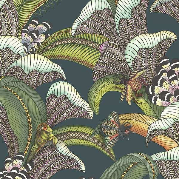 Hoopoe Leaves-Behang-Cole & Son-Dark Viridian-Rol-119/1007-Selected Wallpapers