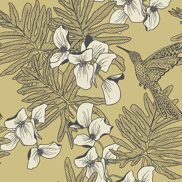 Hummingbird-Behang-Tapete-1838 wallcoverings-Mustard-Rol-1804-117-01-Selected Wallpapers
