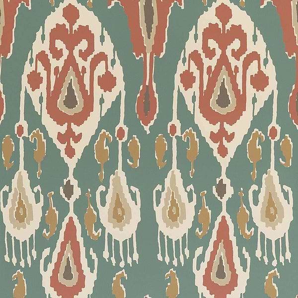 Ikat Bokhara-behang-Tapete-GP&J Baker-Teal-Rol-BW45090.4-Selected Wallpapers