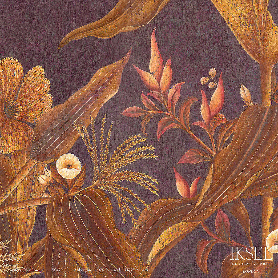 Japanese Cornflowers-Behang-Iksel-Aubergine-225 cm-SC129_CS74-Selected Wallpapers