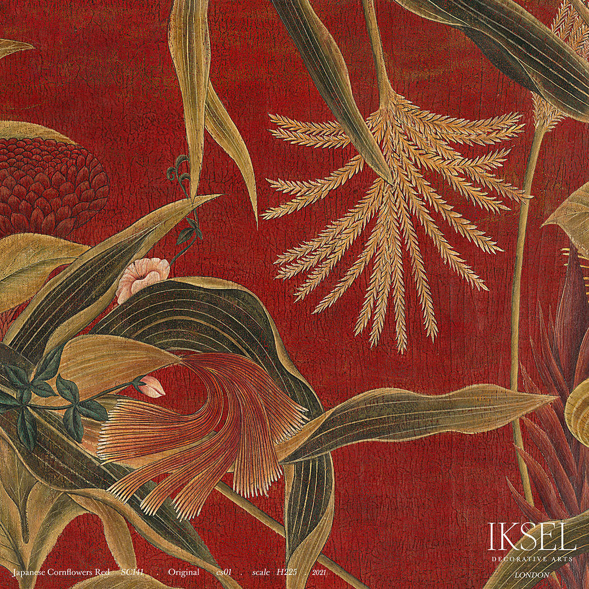 Japanese Cornflowers Red-Behang-Iksel-Red-225 cm-SC141_CS01-Selected Wallpapers