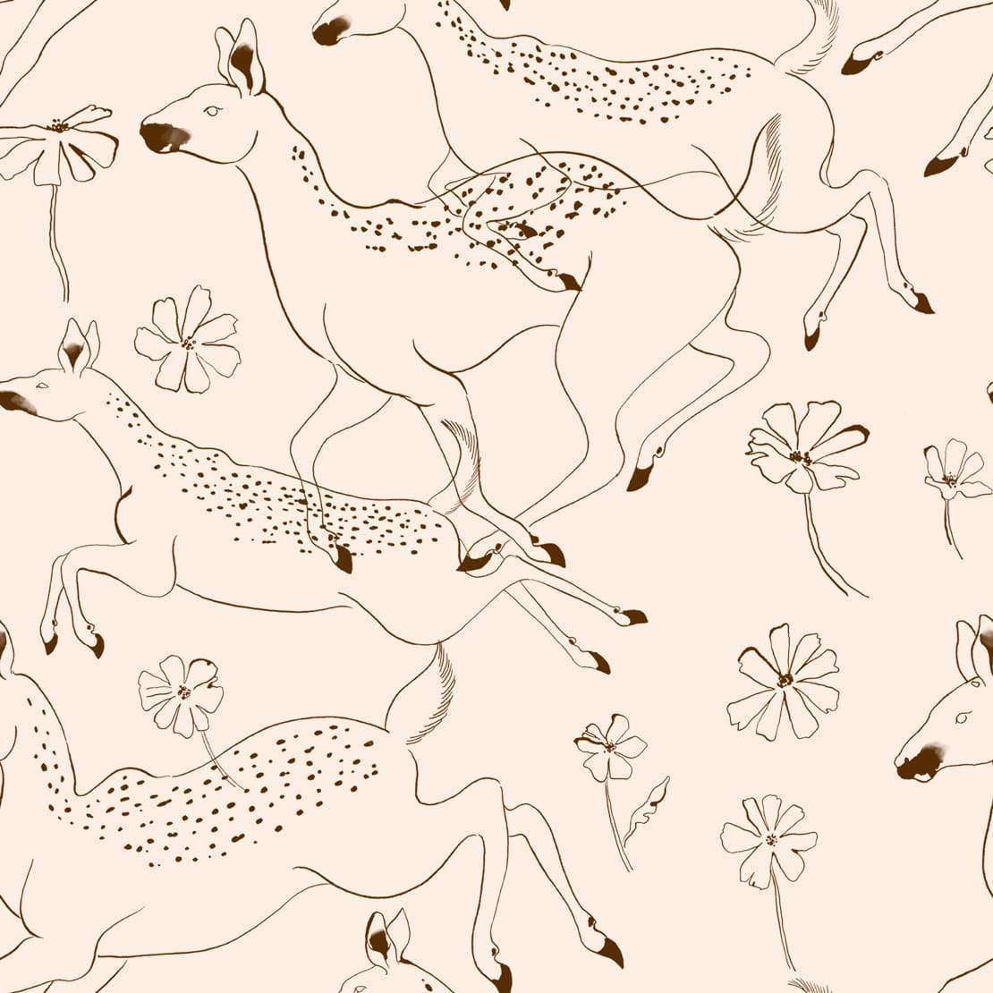 Jumping Bambis-behang-Tapete-Coordonne-Peach-Rol-9700161-Selected Wallpapers