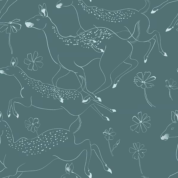 Jumping Bambis-behang-Tapete-Coordonne-Aqua-Rol-9700164-Selected Wallpapers