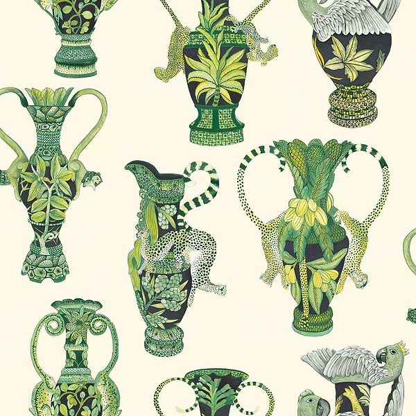 Khulu Vases-Behang-Tapete-Cole & Son-Multi Greens-Rol-109/12056-Selected Wallpapers