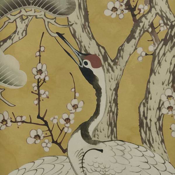 Kyoto Blossom-Behang-Tapete-1838 wallcoverings-Golden Yellow-Set-2311-174-02-Selected Wallpapers