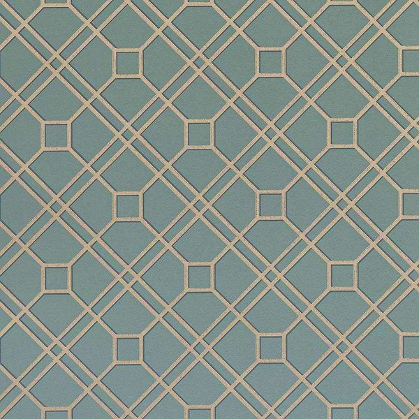 Langdale Trellis-behang-Tapete-GP&J Baker-Teal/Bronze-Rol-BW45071.12-Selected Wallpapers