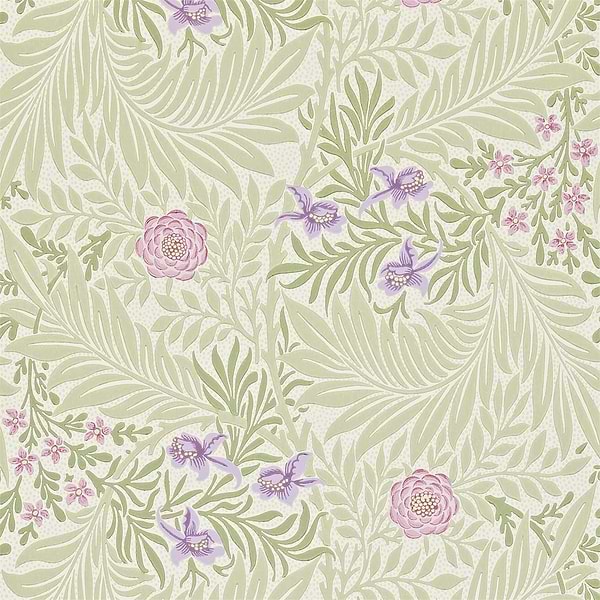 Larkspur-behang-Tapete-Morris & Co-Olive/Lilac-Rol-212555-Selected Wallpapers