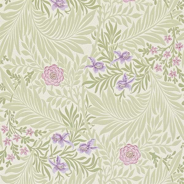 Larkspur-behang-Tapete-Morris & Co-Olive/Lilac-Rol-212555-Selected Wallpapers