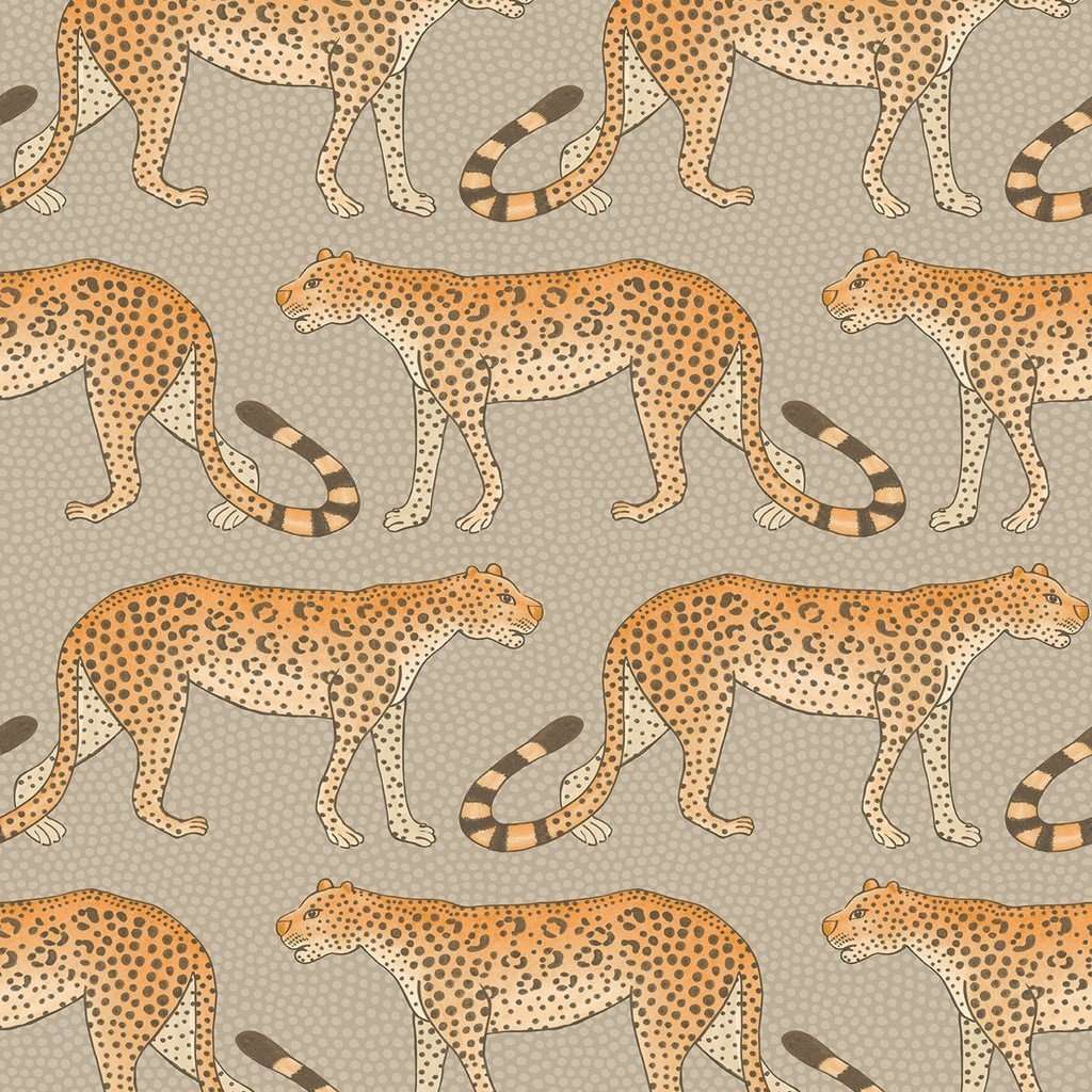 Leopard Walk-Behang-Tapete-Cole & Son-Orange on Linen-Rol-109/2010-Selected Wallpapers