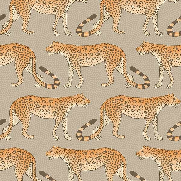 Leopard Walk-Behang-Tapete-Cole & Son-Orange on Linen-Rol-109/2010-Selected Wallpapers