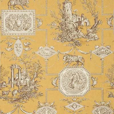 Les Muses et le lion-behang-Tapete-Braquenie-Ochre-Rol-BP207004-Selected Wallpapers