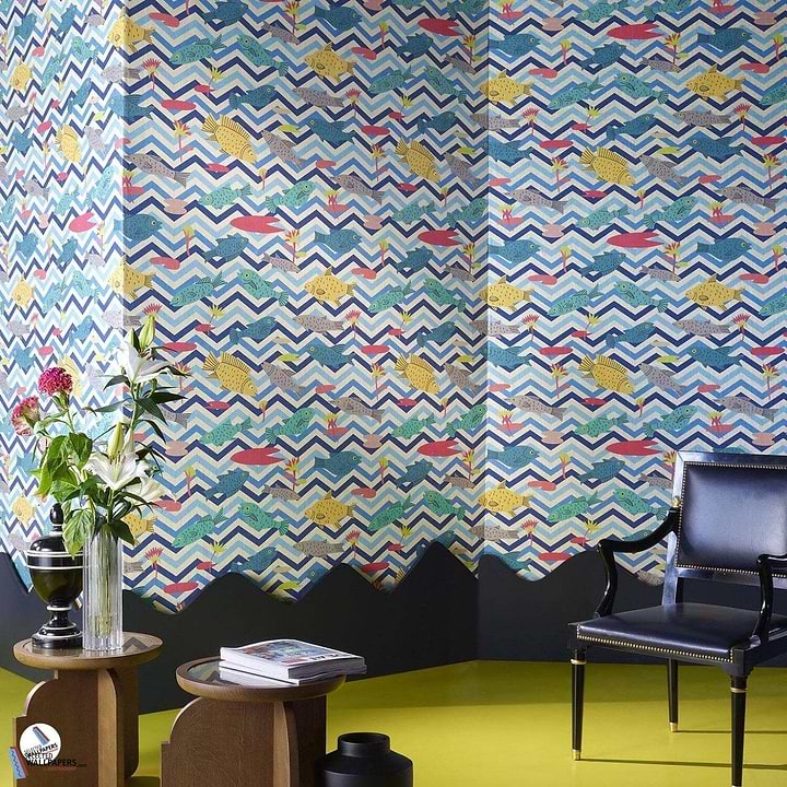 Les Poissons du Nil-Behang-Tapete-Pierre Frey-Selected Wallpapers