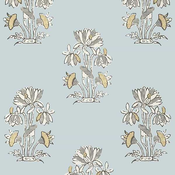 Lily Flower-Behang-Tapete-Thibaut-Spa Blue-Rol-T13201-Selected Wallpapers