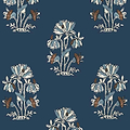 Lily Flower-Behang-Tapete-Thibaut-Navy-Rol-T13203-Selected Wallpapers