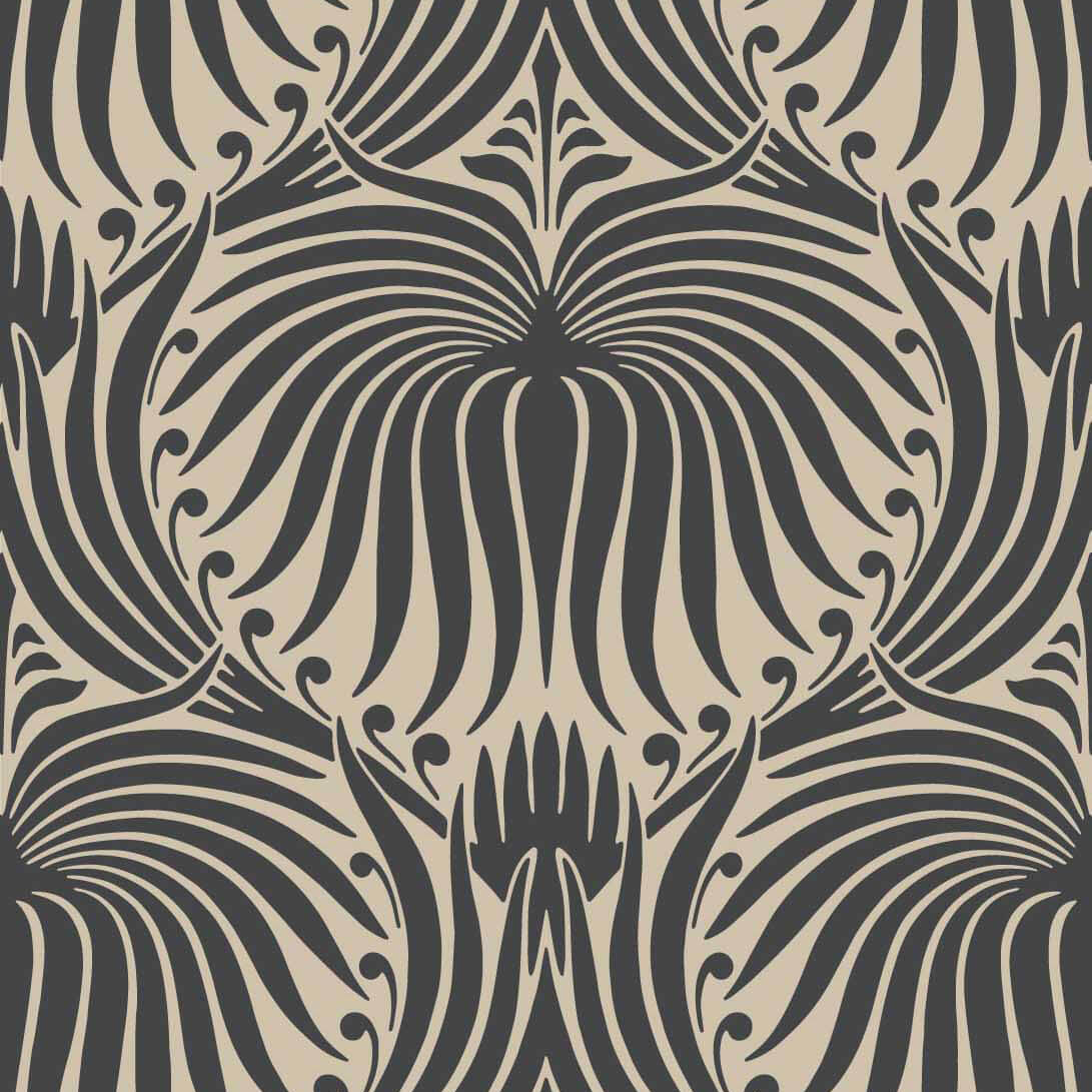 Lotus-Behang-Tapete-Farrow & Ball-Off Black-Rol-BP2019-Selected Wallpapers