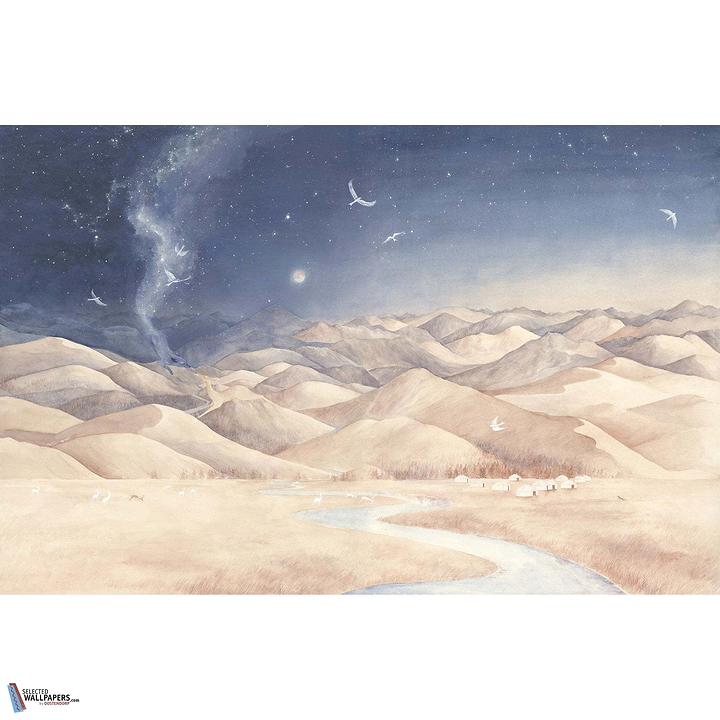 Loup Blue biche Fauve-behang-Tapete-Les Dominotiers-Selected Wallpapers