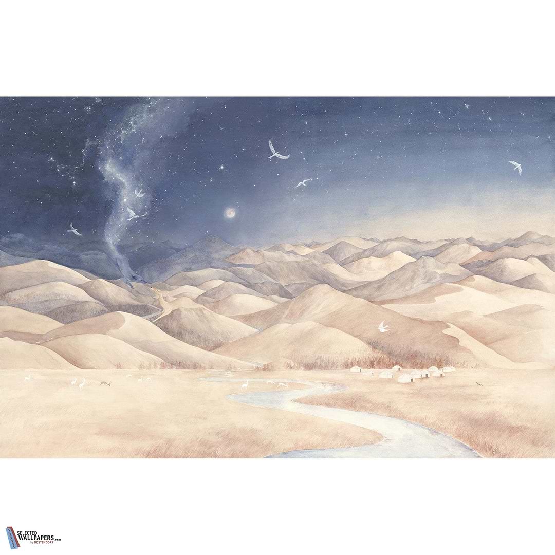 Loup Blue biche Fauve-behang-Tapete-Les Dominotiers-Selected Wallpapers