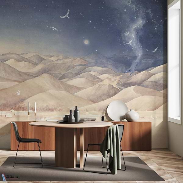 Loup Blue biche Fauve-behang-Tapete-Les Dominotiers-Selected Wallpapers