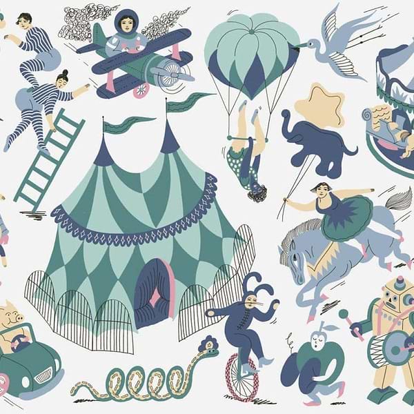 Magic Circus-behang-Tapete-Coordonne-Mint-Non Woven-9700111-Selected Wallpapers