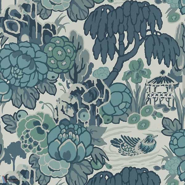 Mandarin Garden-Wallpaper-1838 wallcoverings-Mist Blue-Roll-2311-169-01-Selected Wallpapers