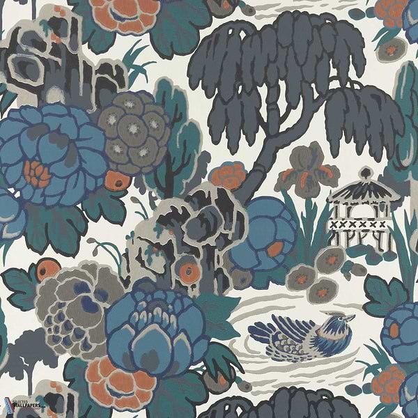 Mandarin Garden-Wallpaper-1838 wallcoverings-Ink-Roll-2311-169-03-Selected Wallpapers