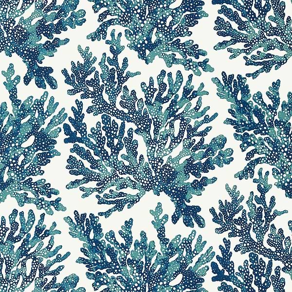 Marine Coral-Behang-Tapete-Thibaut-Navy-Rol-T10124-Selected Wallpapers