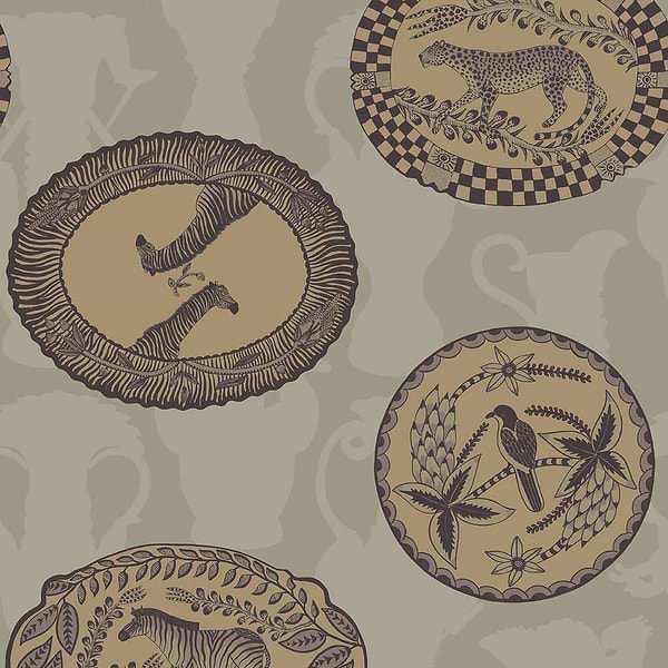 Matrinah-Behang-Tapete-Cole & Son-Metallic Gold & Charcoal-Rol-109/4021-Selected Wallpapers
