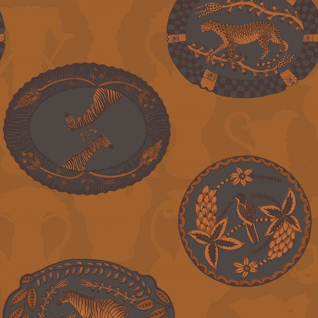 Matrinah-Behang-Tapete-Cole & Son-Burnt Orange & Charcoal-Rol-109/4022-Selected Wallpapers