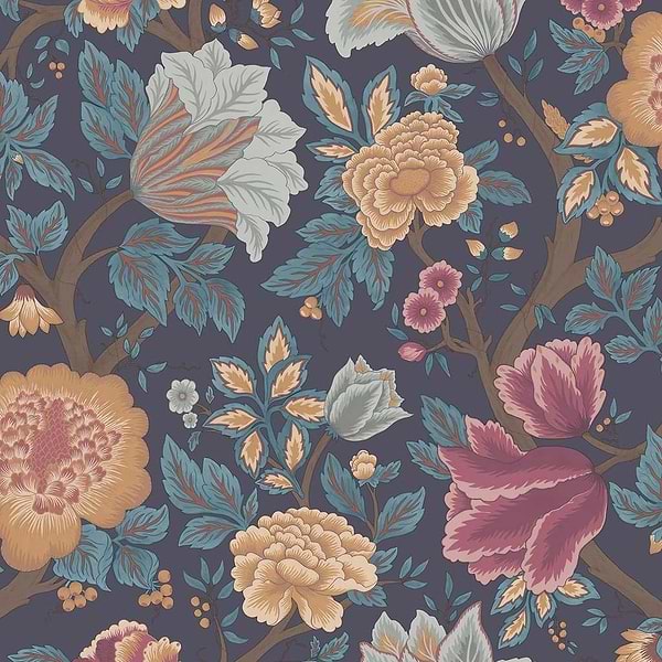 Midsummer Bloom-behang-Tapete-Cole & Son-Burnt Orange & Petrol-Rol-116/4014-Selected Wallpapers