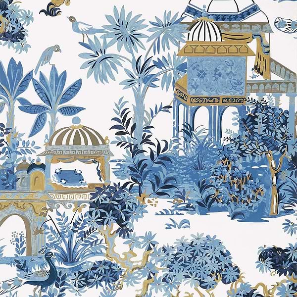 Mystic Garden-Behang-Tapete-Thibaut-Blue and White-Rol-T20821-Selected Wallpapers