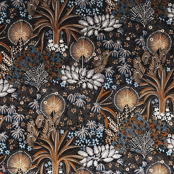 Opium Velvet stof-Fabric-Tapete-Casamance-Fauve/Bleu-Meter (M1)-49970152-Selected Wallpapers