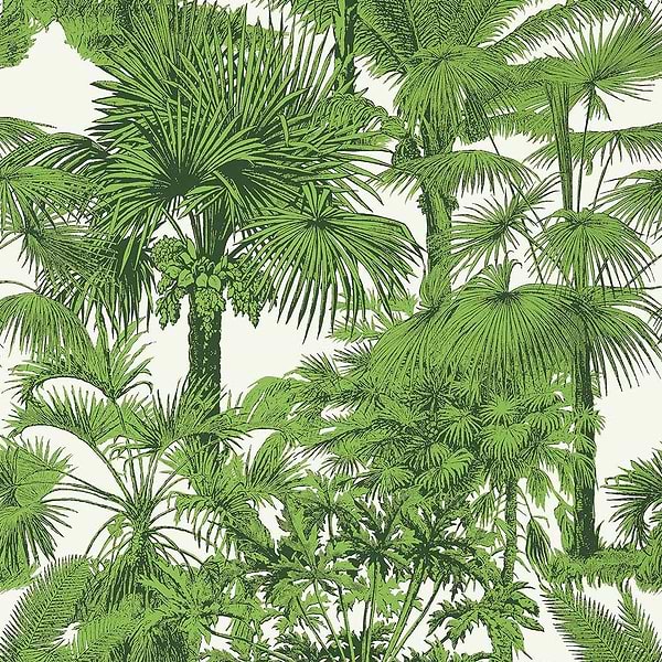 Palm Botanical-Behang-Tapete-Thibaut-Emerald Green-Rol-T10103-Selected Wallpapers