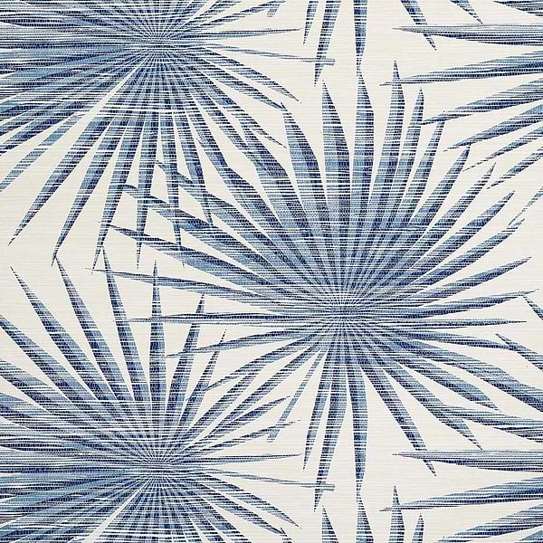 Palm Frond-Behang-Tapete-Thibaut-Navy White-Rol-T10144-Selected Wallpapers